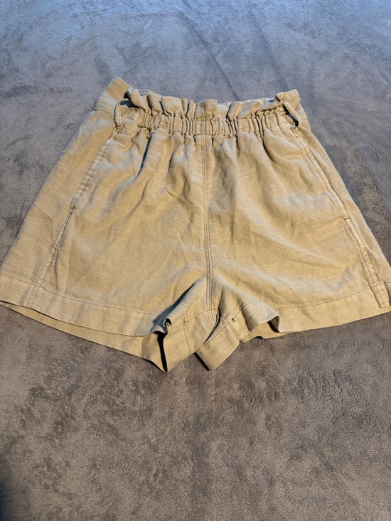 Rag Poets Pants - High-Waist Ruched Paperbag Shorts in Light Tan